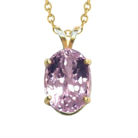 Großer Oval Cut Pink Kunzit Edelstein Anhänger 20 Karat Gelbgold 14K - harrychadent.de
