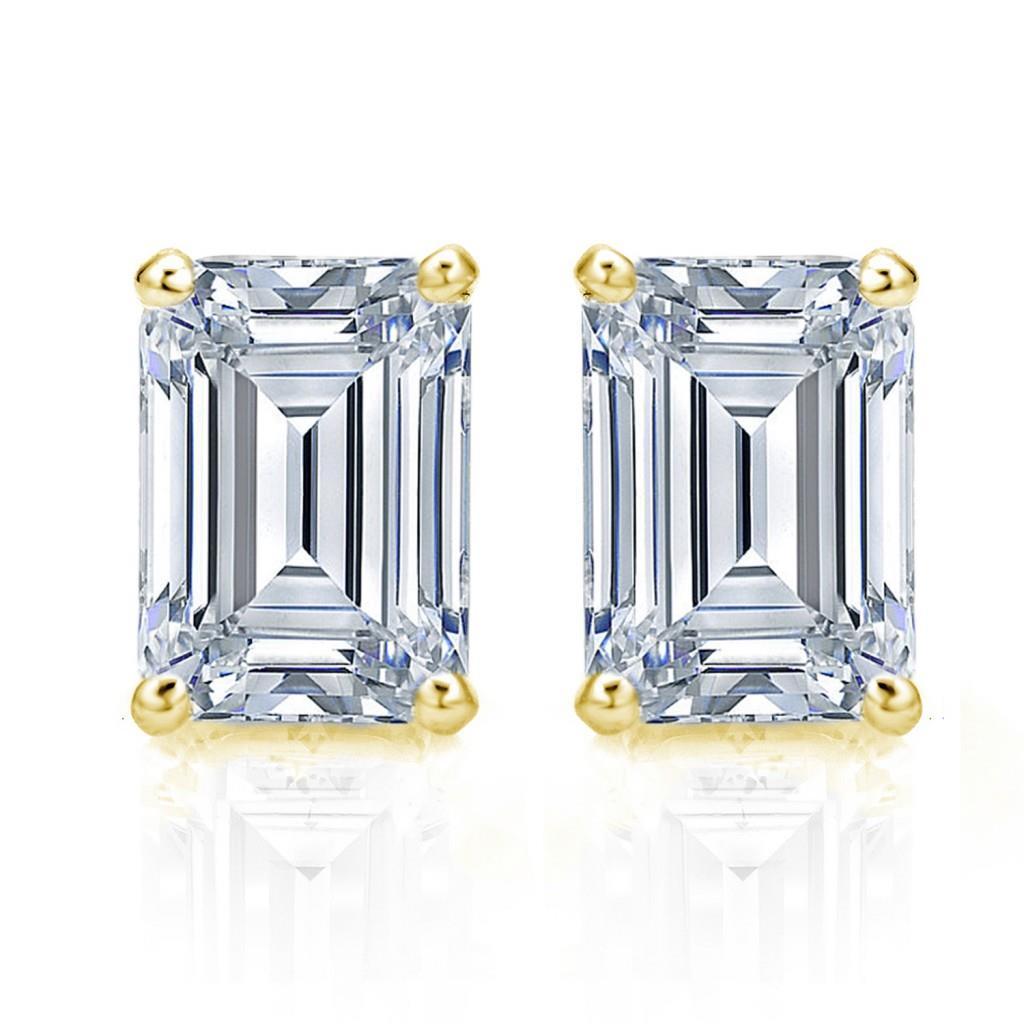 Großer Smaragdschliff 6 Karat Diamant Ohrstecker Damen Schmuck - harrychadent.de