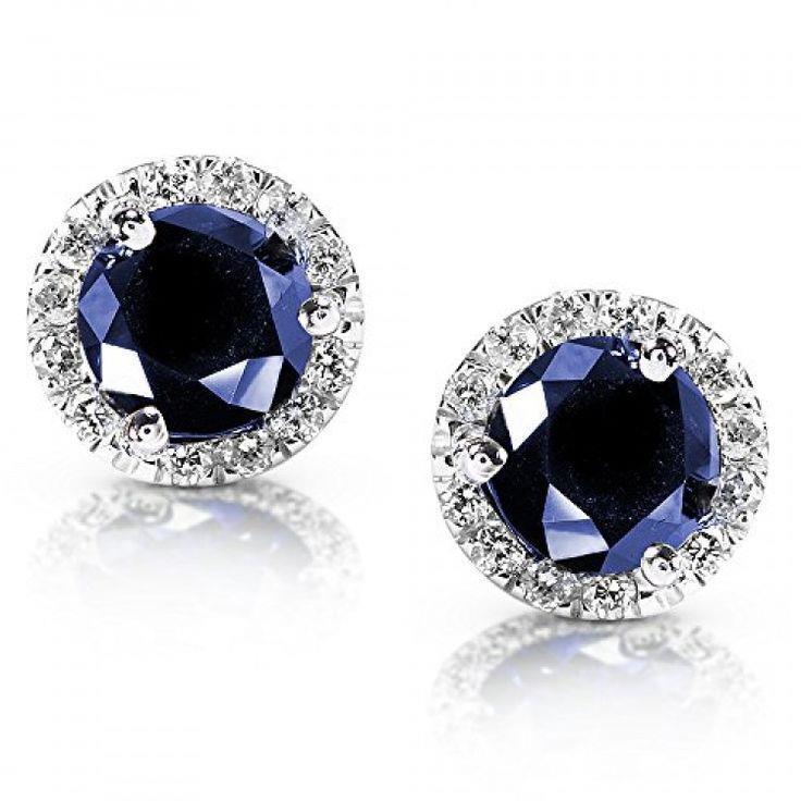 Großer srilankischer Saphir-Diamant-Ohrstecker Weißgold 14K 5,32 Karat - harrychadent.de