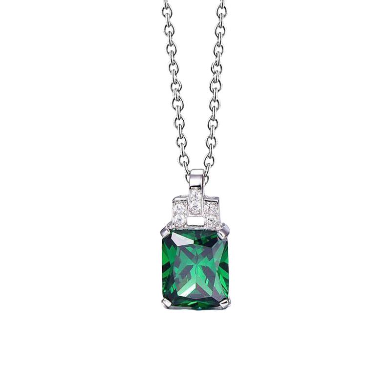 Grüne Smaragd & Aus der Erde Abgebauter Natürlicher Diamant Edelstein Anhänger Halskette 6.20 Karat WG 14K