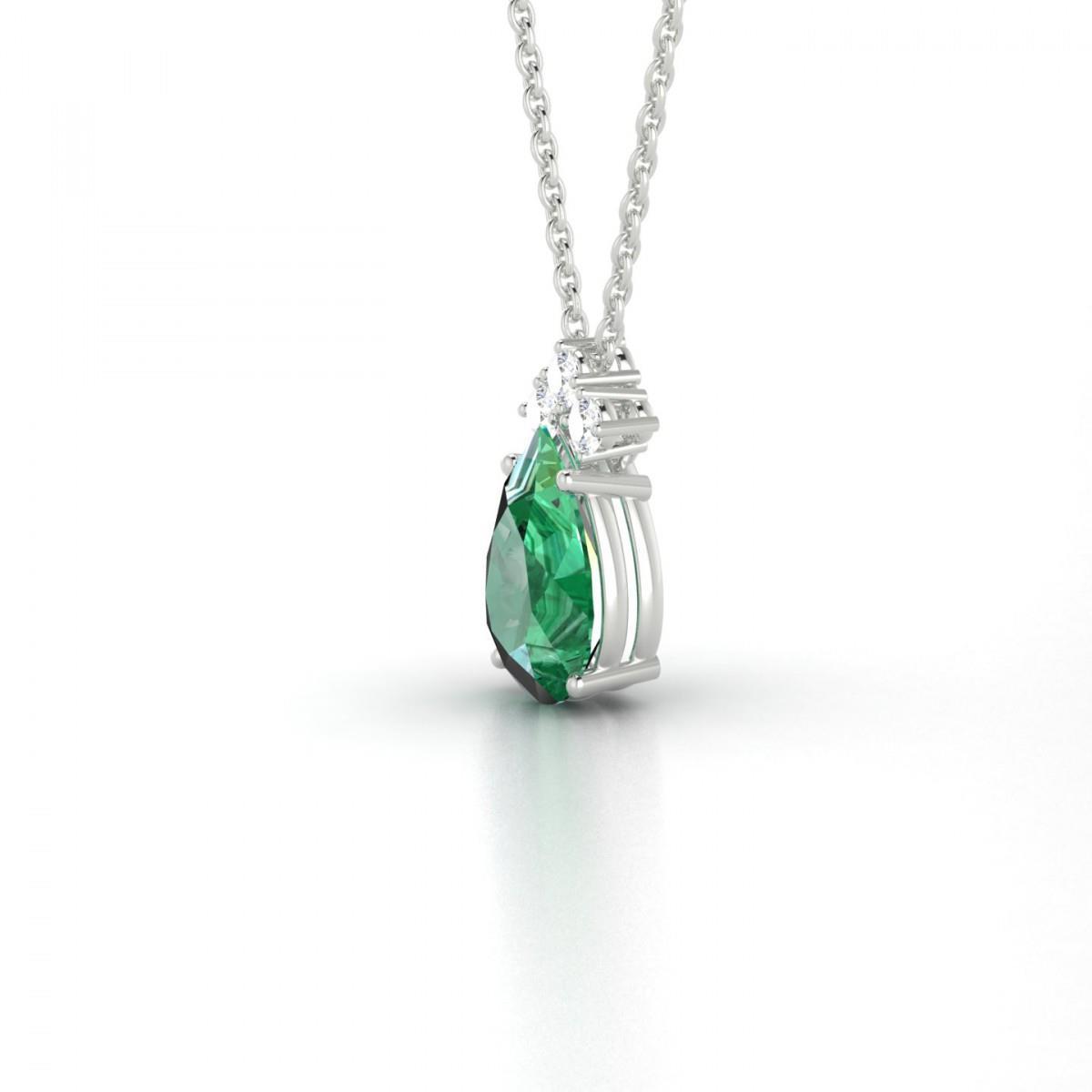 Grüne Smaragd- & Aus der Erde Abgebauter Natürlicher Diamant-Edelstein-Anhänger-Halskette 8.25 Karat WG 14K