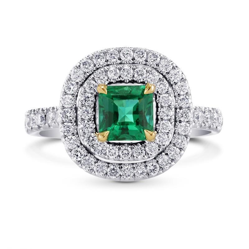 Grüner Smaragd-Aus der Erde Abgebauter Natürlicher Diamant-Verlobungsring Zweifarbig 3.70 Karat