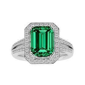 Grüner Smaragd mit Diamant Ehering Weißgold 14K 8 Karat - harrychadent.de