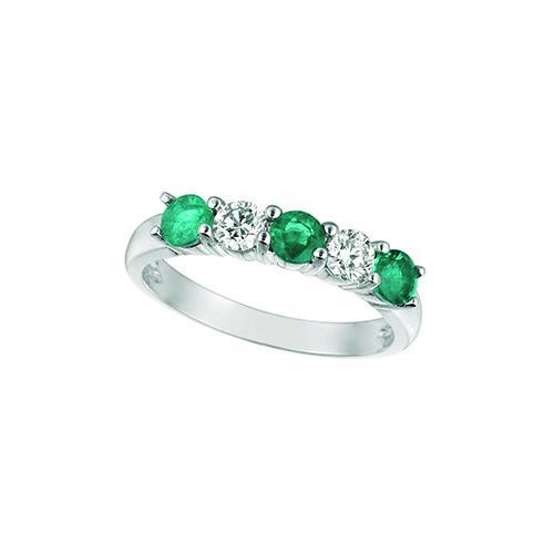 Grüner Smaragd und Aus der Erde Abgebauter Natürlicher Diamant 1 Karat Ewigkeitsband 14K Weißgold