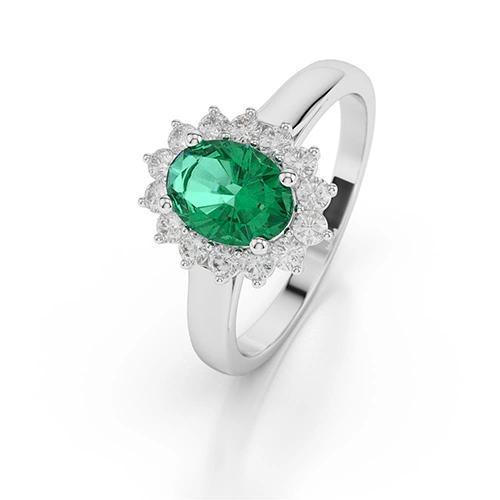 Grüner Smaragd- und Aus der Erde Abgebauter Natürlicher Diamantring 3.50 Karat Lady Gold Schmuck