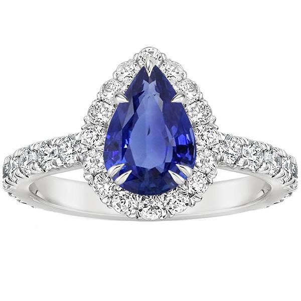 Halo Diamant Edelstein Ring Birne Ceylon Saphir Klaue Zinken Set 6 Karat - harrychadent.de