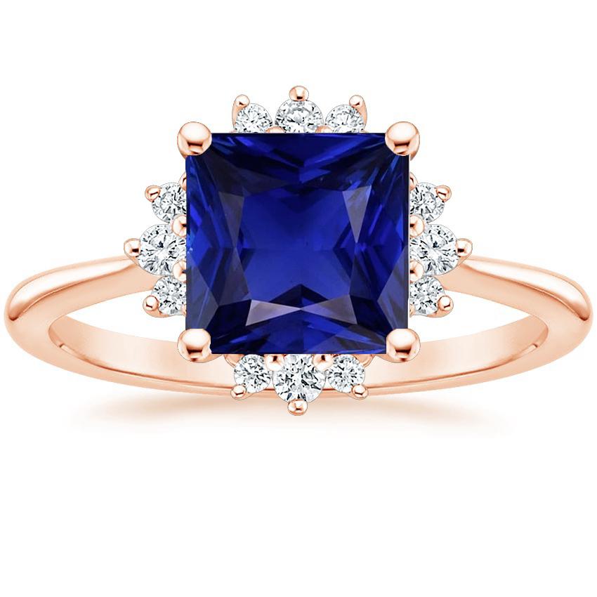 Halo Diamant-Verlobungsring 6 Karat Prinzessin Blauer Saphir Roségold - harrychadent.de