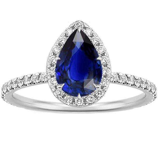 Halo Diamantring Tropfen-Stil Blauer Saphir mit Akzenten 5,50 Karat - harrychadent.de