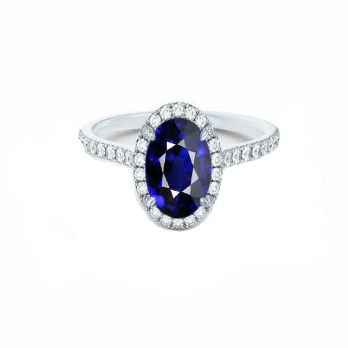 Halo Diamantring mit Akzenten Oval srilankischer Saphir 7,50 Karat - harrychadent.de
