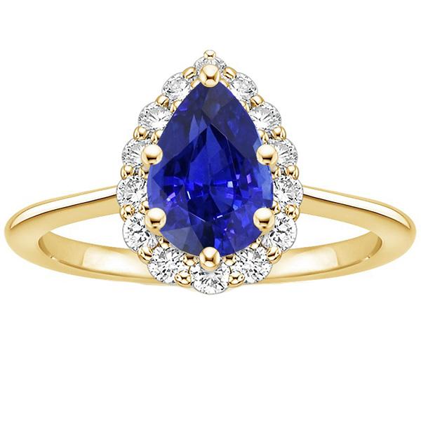 Halo Jubiläumsring Birne Ceylon Saphir & Diamanten 3,50 Karat - harrychadent.de