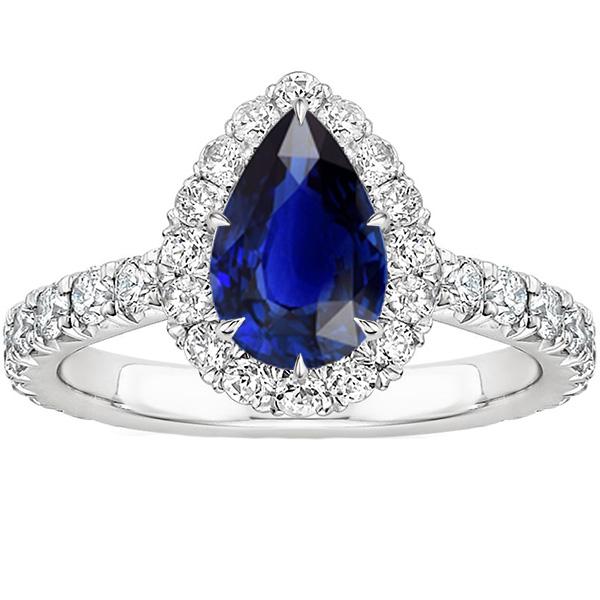 Halo Jubiläumsring Birne Sri Lanka Saphir & Diamanten 4,50 Karat - harrychadent.de