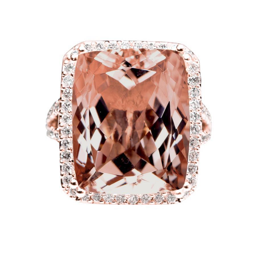 Halo Kissen Morganit und Diamant 13,90 Ct Ring Gold Rose - harrychadent.de
