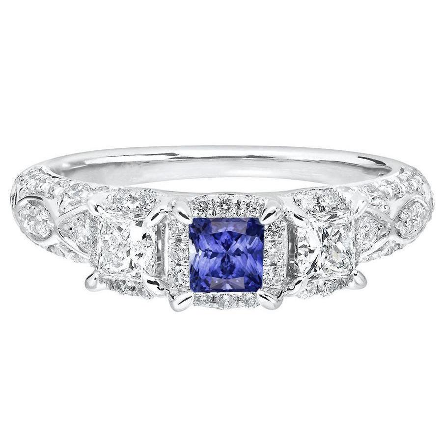 Halo Princess Saphirring Krappenset Milgrain Shank Diamanten 3 Karat - harrychadent.de