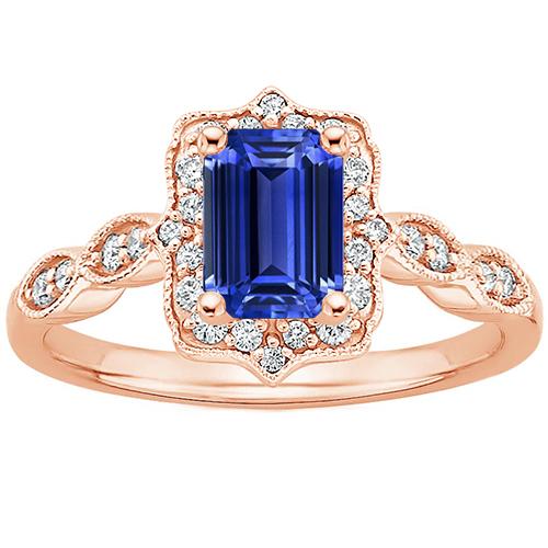 Halo Ring Roségold 14K Smaragdblauer Saphir & Diamant 4 Karat - harrychadent.de
