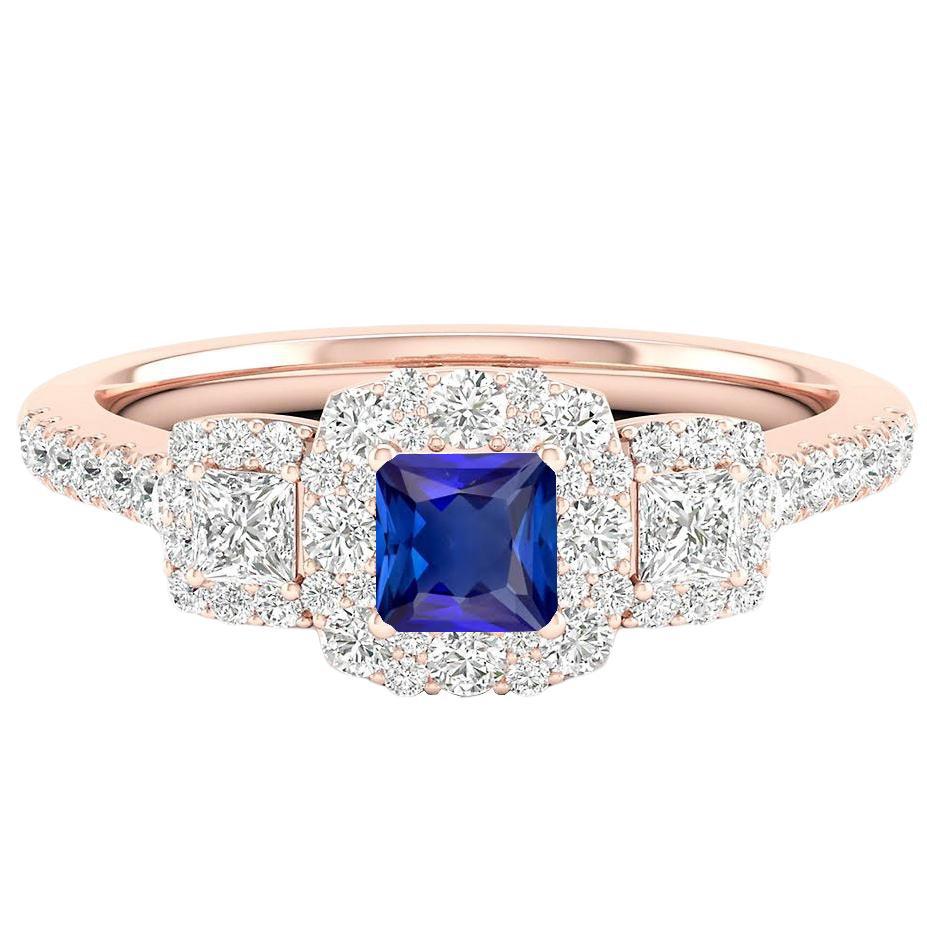 Halo Ring Strahlender Saphir Prinzessin & runder Diamantschmuck 5 Karat - harrychadent.de