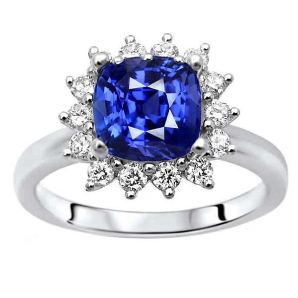 Halo Ringkissen Saphir & Runde Diamanten Star Style 3,50 Karat - harrychadent.de