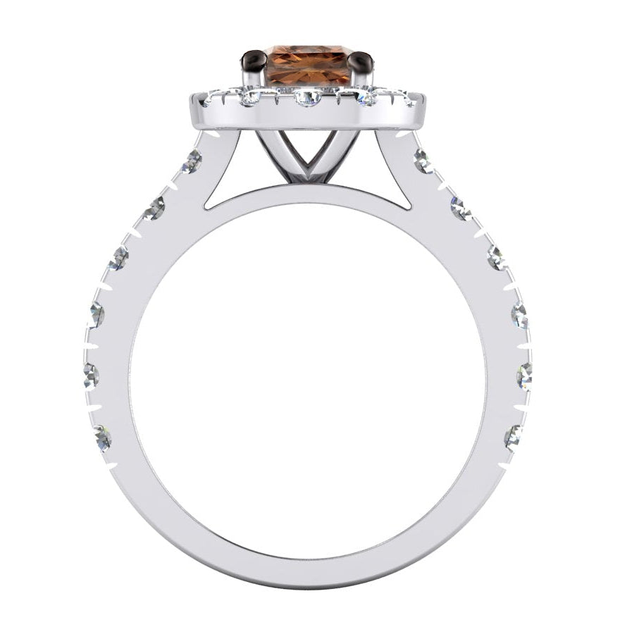 Halo Stil brauner Diamantring Kathedrale Set Gold 14K