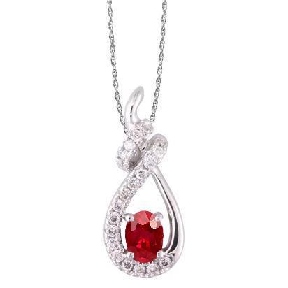 Halskette mit Anhänger Weißgold 2,70 ct Roter Rubin und Aus der Erde Abgebauter Natürlicher Diamanten