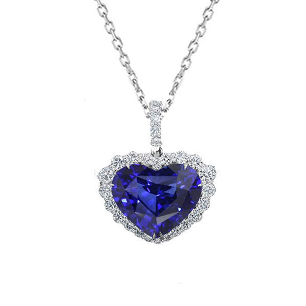 Halskette mit Herz-Edelstein und rundem Aus der Erde Abgebauter Natürlicher Diamant-Halo-Anhänger, 3,50 Karat
