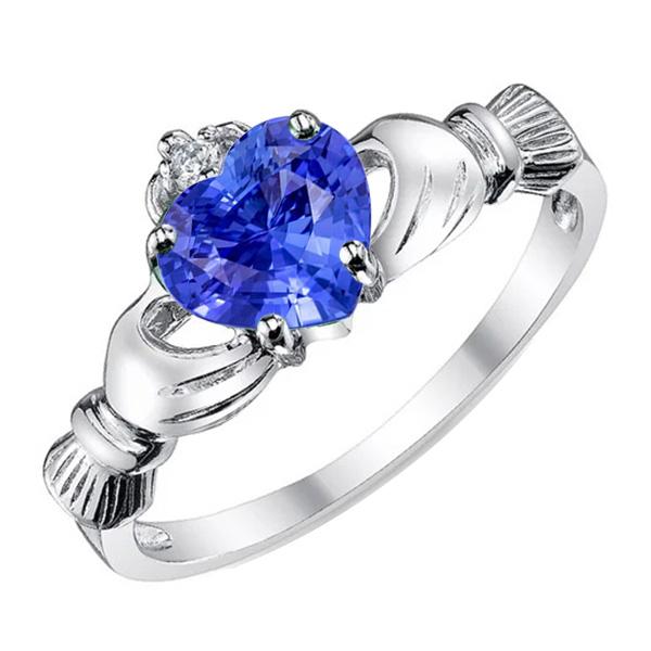 Herz Edelstein Ring Blauer Saphir 2,75 Karat Diamant Queen Style - harrychadent.de