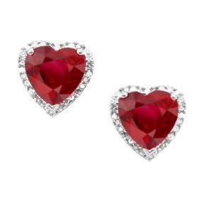 Herz Rubin mit Diamant Ohrstecker Halo Ohrring Weißgold 14K 3,56 Karat - harrychadent.de