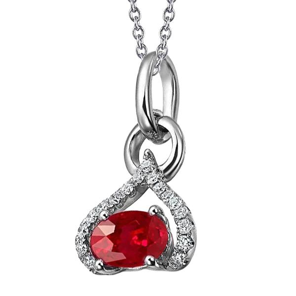 Herzförmige Halskette mit Anhänger 5,60 Karat Rubin und Diamanten WG 14K - harrychadent.de
