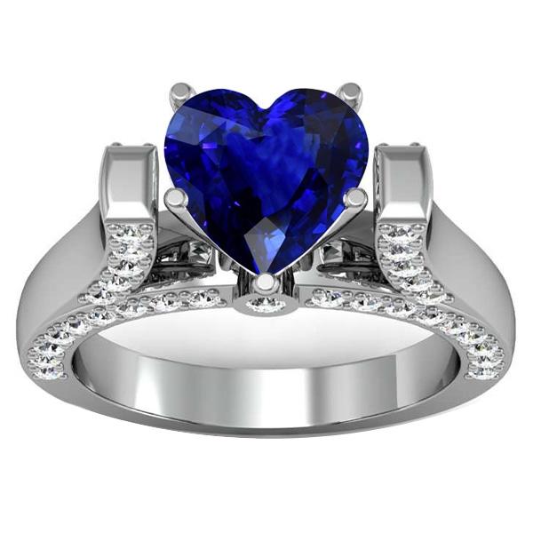 Herzschliff Edelsteinring Sri Lankan Saphir 4 Karat Diamanten - harrychadent.de
