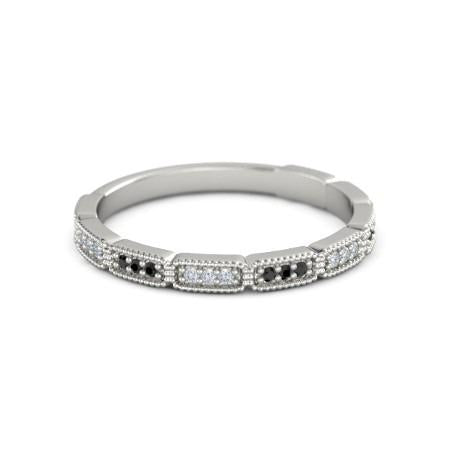 Jubiläumsband 0.54 Karat Schwarze Diamanten Vintage Weißgold 14K - harrychadent.de