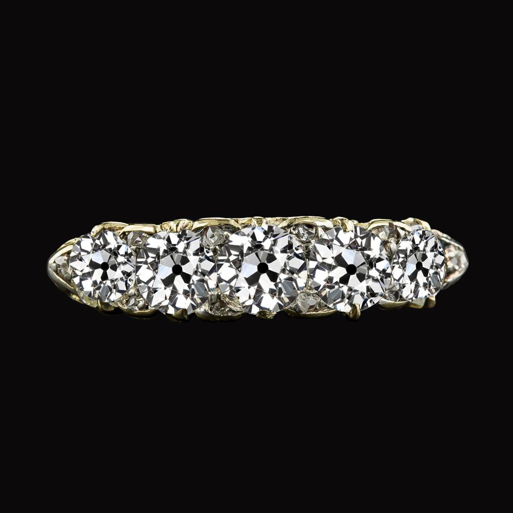 Jubiläumsband Rund alter Bergmann Diamant 5 Steinschmuck 5 Karat - harrychadent.de