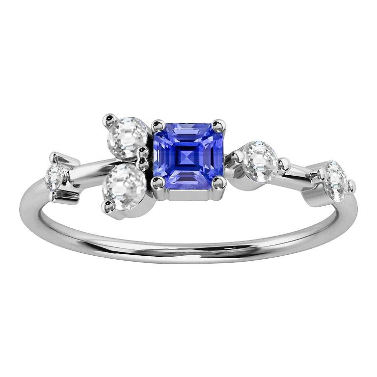 Jubiläumsring mit rundem Diamanten aus Gold und Saphir im Asscher-Schliff 2.50 Karat - harrychadent.de