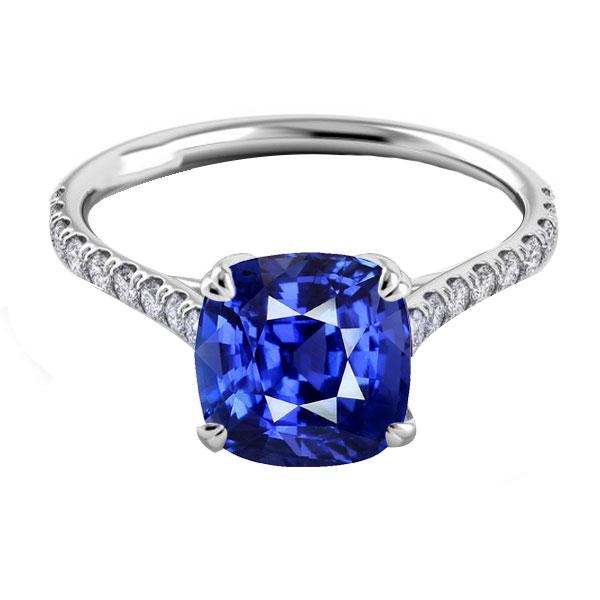 Kissen Saphir Edelstein Ring 3,50 Karat Doppelstift Diamanten - harrychadent.de