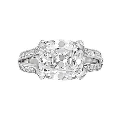 Kissen Solitaire Diamant-Verlobungsring mit Akzent 3,50 ct. Weißes Gold - harrychadent.de