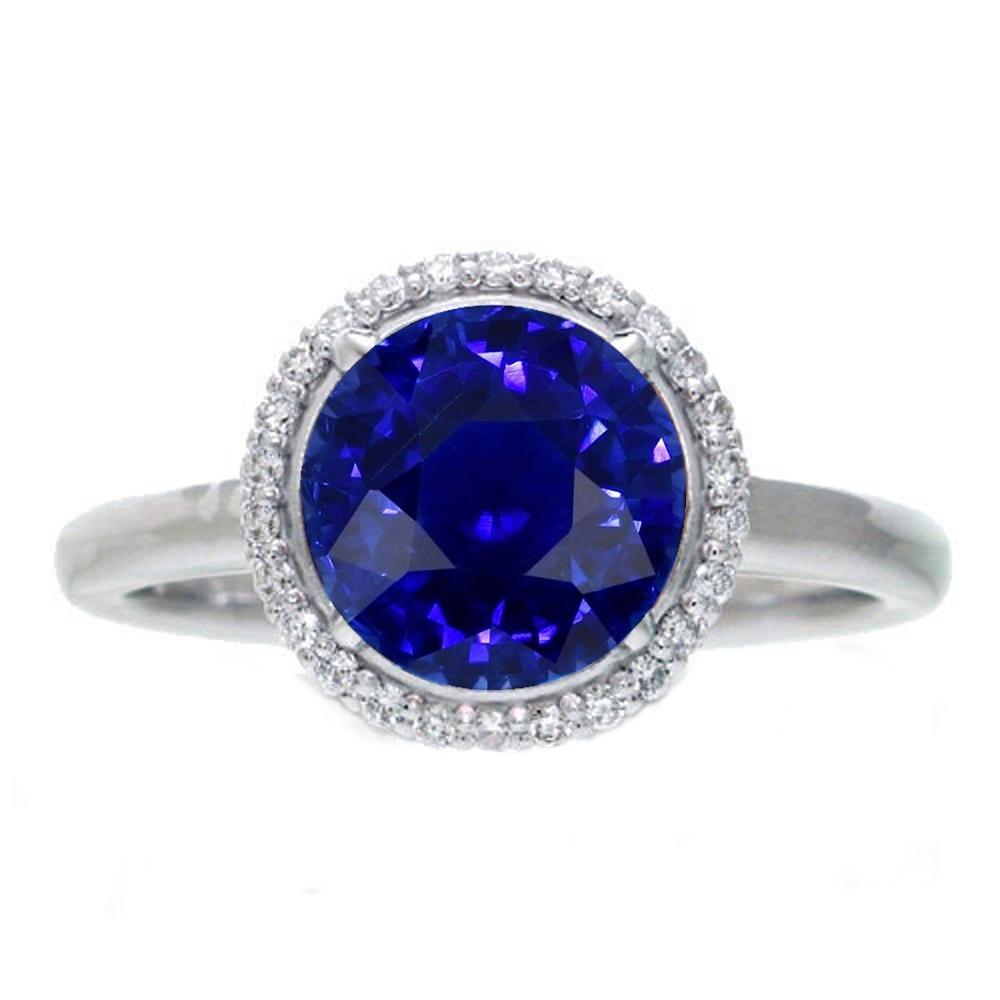 Klassischer Halo Saphir Verlobungsring Edelsteinschmuck 4,50 Karat - harrychadent.de