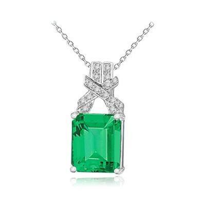 Kolumbianische Halskette mit grünem Smaragd und Aus der Erde Abgebauter Natürlicher Diamanten 12.40 ct. WG 14K