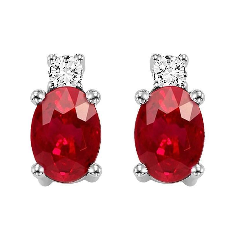 Krappen-Set 11 Kt Rubin Und Diamanten Ohrstecker Weißgold 14K - harrychadent.de