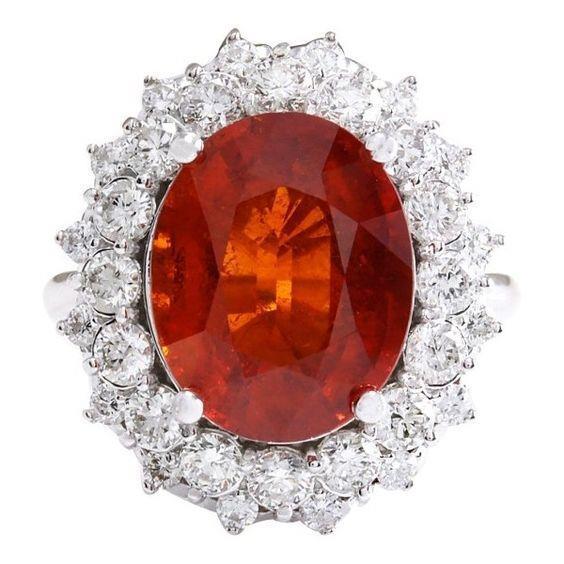 Krappenset 12.75 ct Granat und Diamanten Verlobungsring Weißgold 14K - harrychadent.de