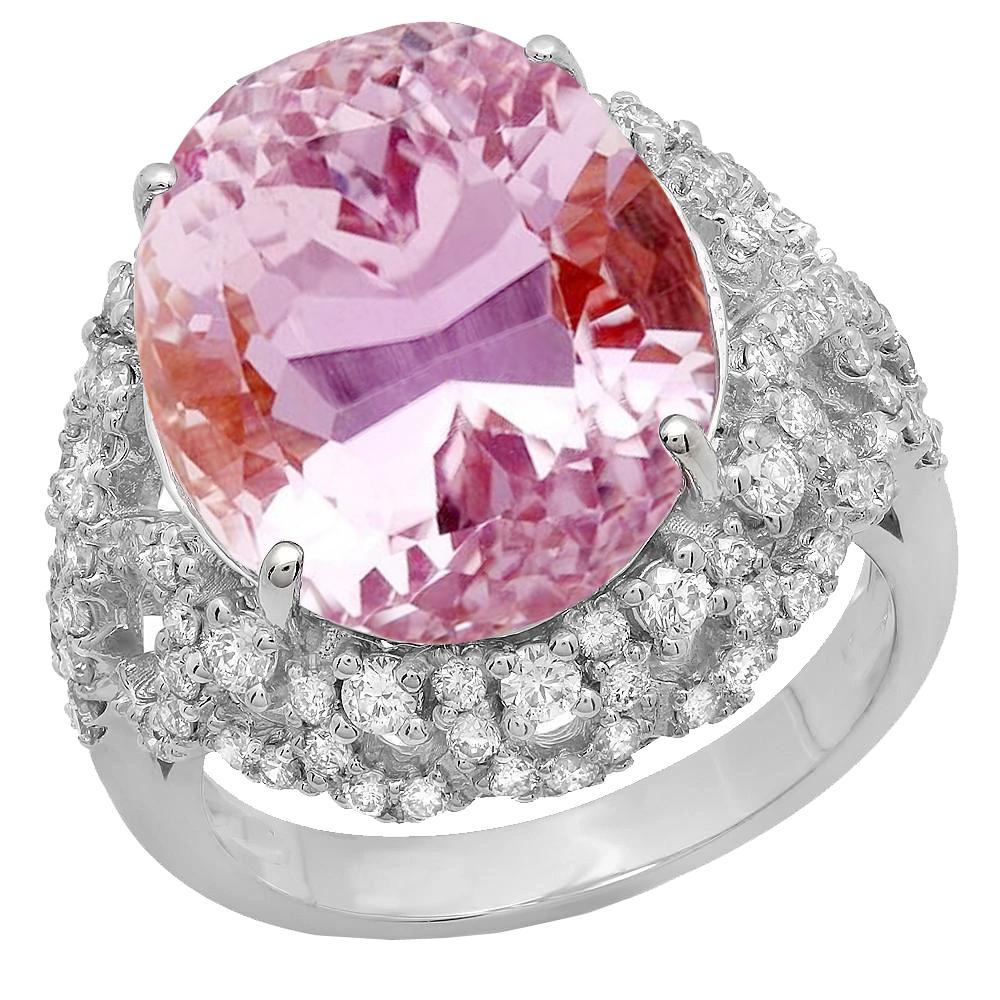 Krappenset 36,75 Kt Rosa Kunzit Mit Diamanten Ring Weißgold 14K - harrychadent.de
