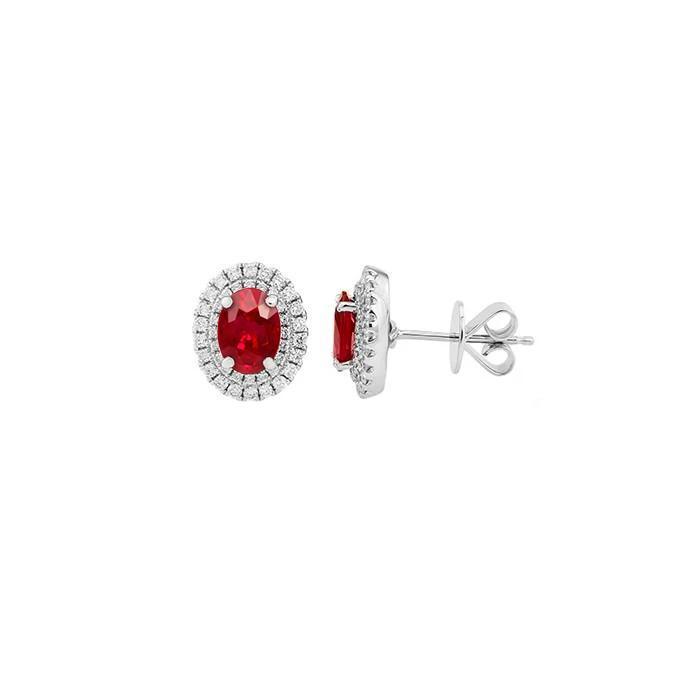 Krappenset 5 Karat Rubin & Diamant Lady Stud Halo Ohrringe - harrychadent.de