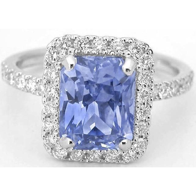 Krappenset Ceylon Saphir mit Diamanten 4 Karat Ring Weißgold 14K - harrychadent.de