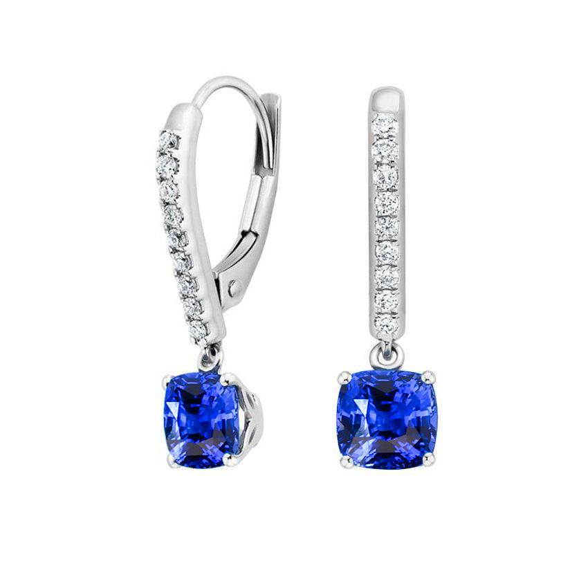 Krappenset Saphir mit Aus der Erde Abgebauter Natürlicher Diamanten Ohrhänger 3,70 Karat