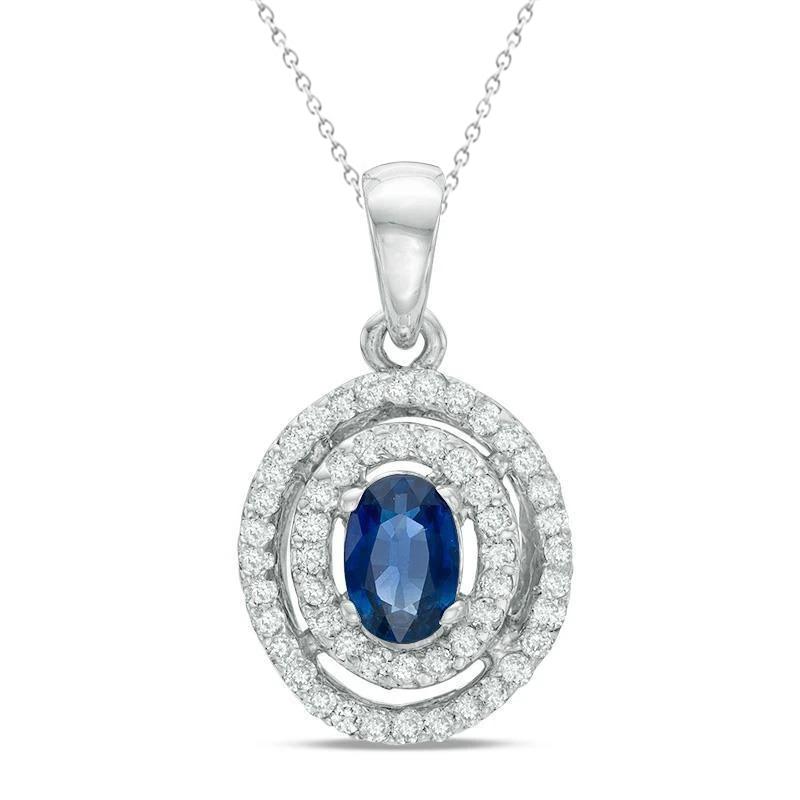 Kreis-Stil Sri Lanka Saphir-Aus der Erde Abgebauter Natürlicher Diamant-Anhänger-Halskette 4 ct. WG 14K