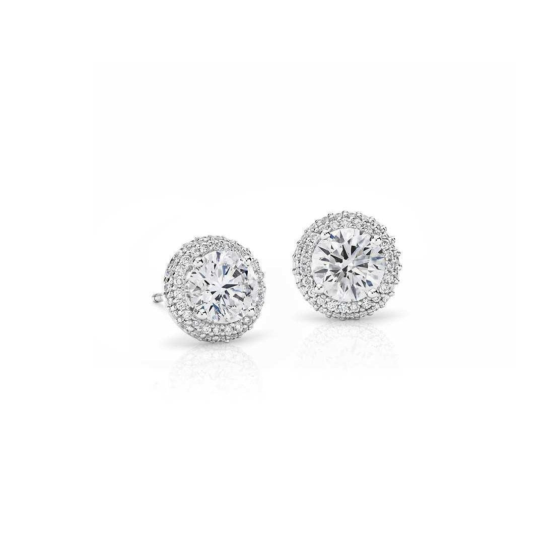 Lady Ohrstecker 2,90 Karat Natürliche Aus der Erde Abgebauter Natürlicher Diamanten Halo Weißgold 14K