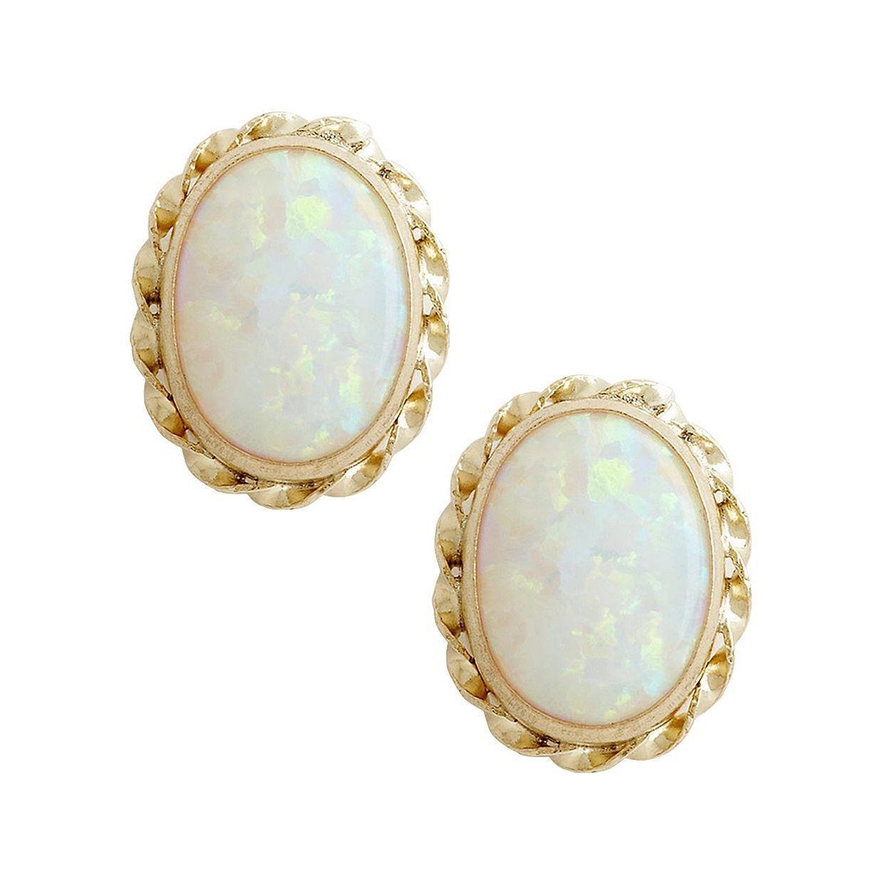 Lünette Set Big Opal Damen Ohrstecker 18 Kt Gelbgold 14K - harrychadent.de