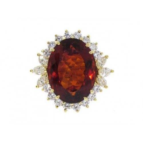 Madeira Oval Citrin und Diamant Ring Gelbgold 14K Schmuck 29.50 Ct - harrychadent.de