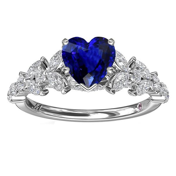 Marquise & Runder Diamant Herzschliff Saphir Ring Blattstil 3,50 Karat - harrychadent.de