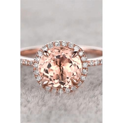 Morganit und Diamanten Rundschliff 11,50 ct Ring Roségold 14K - harrychadent.de
