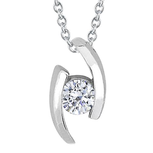 Natürliche Lünette Set 1,00 Karat Rundschliff Aus der Erde Abgebauter Natürlicher Diamant-Anhänger-Halskette WG 14K