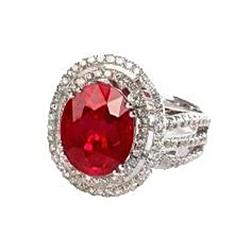 Natürlicher Rubin mit Diamanten 4,5 Karat Ehering Weißgold 14K - harrychadent.de