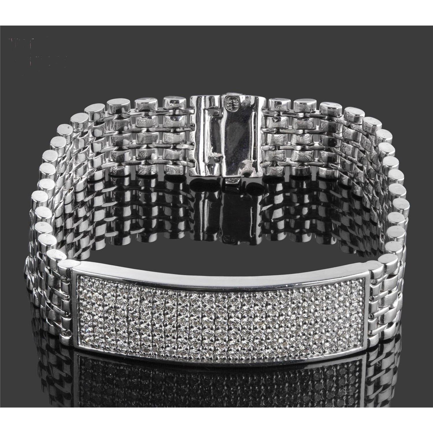 Natürlicher Rundschliff Diamant Herren Armband Weißgold 14K 9 Karat - harrychadent.de