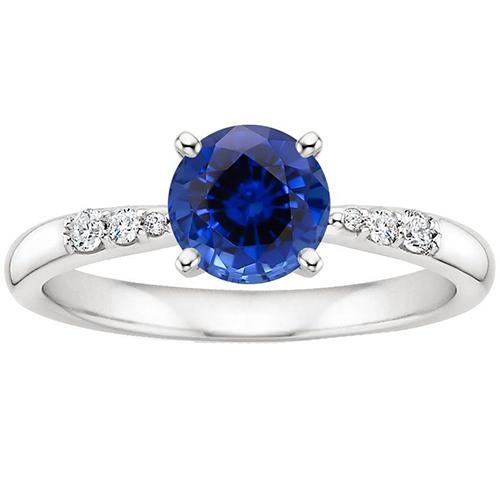 Natürlicher Solitär runder blauer Saphir mit Akzenten Schmuck 2,50 Karat - harrychadent.de